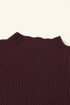 Ribbed Mock Neck Patch Pocket Drop Shoulder Short Sleeve Sweater